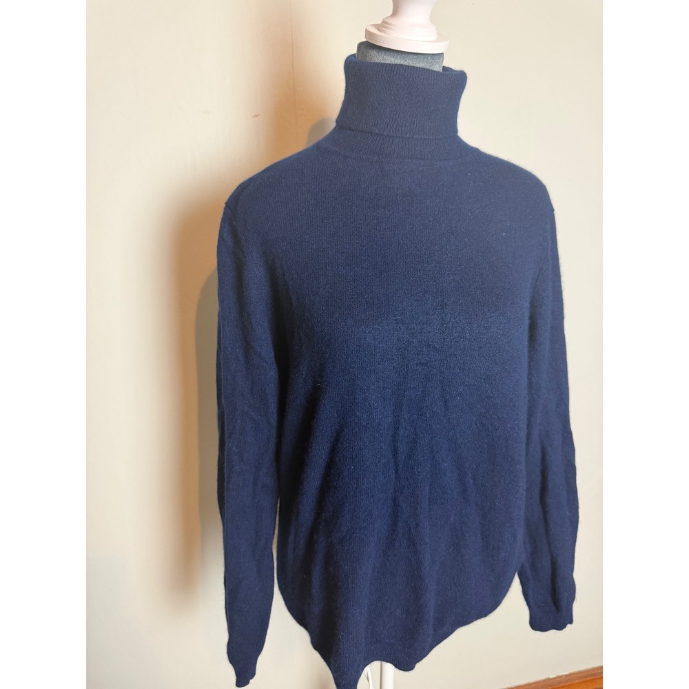 Charter Club Luxury Navy Blue 100% Cashmere Turtleneck Sweater XL quiet luxury